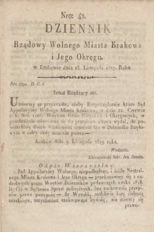 Dziennik Rządowy Wolnego Miasta Krakowa i Jego Okręgu. 1819, nr 42