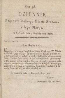 Dziennik Rządowy Wolnego Miasta Krakowa i Jego Okręgu. 1819, nr 45
