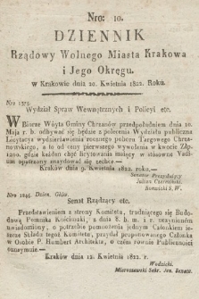 Dziennik Rządowy Wolnego Miasta Krakowa i Jego Okręgu. 1822, nr 10