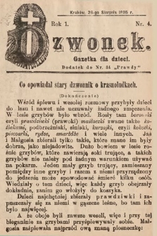 Dzwonek : gazetka dla dzieci . 1905, nr 4