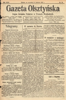 Gazeta Olsztyńska : organ Związku Polaków w Prusach Wschodnich. 1921, nr 91