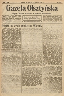 Gazeta Olsztyńska : organ Związku Polaków w Prusach Wschodnich. 1921, nr 142