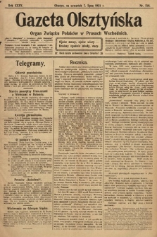 Gazeta Olsztyńska : organ Związku Polaków w Prusach Wschodnich. 1921, nr 154