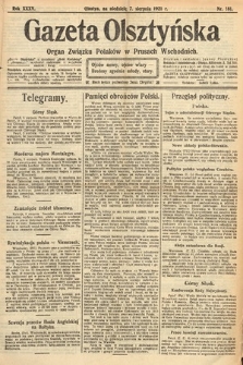Gazeta Olsztyńska : organ Związku Polaków w Prusach Wschodnich. 1921, nr 181