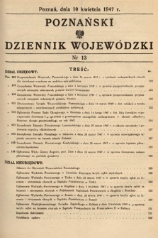Poznański Dziennik Wojewódzki. 1947, nr 13
