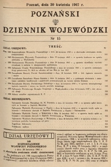 Poznański Dziennik Wojewódzki. 1947, nr 15
