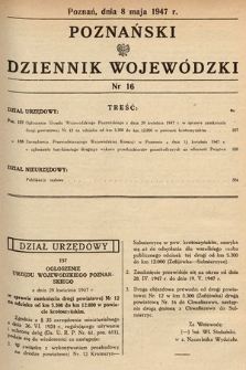 Poznański Dziennik Wojewódzki. 1947, nr 16
