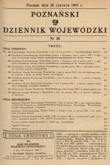 Poznański Dziennik Wojewódzki. 1947, nr 20