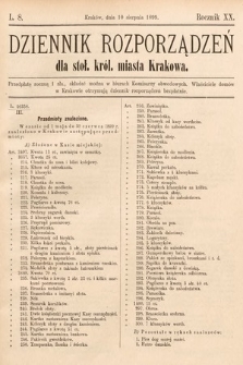 Dziennik Rozporządzeń dla Stoł. Król. Miasta Krakowa. 1899, L. 8