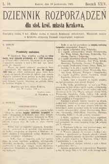 Dziennik Rozporządzeń dla Stoł. Król. Miasta Krakowa. 1903, L. 10