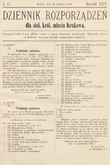 Dziennik Rozporządzeń dla Stoł. Król. Miasta Krakowa. 1903, L. 11