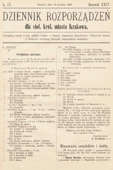 Dziennik Rozporządzeń dla Stoł. Król. Miasta Krakowa. 1903, L. 12