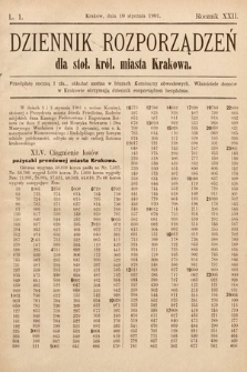 Dziennik Rozporządzeń dla Stoł. Król. Miasta Krakowa. 1901, L. 1