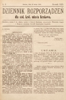 Dziennik Rozporządzeń dla Stoł. Król. Miasta Krakowa. 1901, L. 3