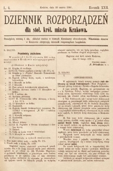 Dziennik Rozporządzeń dla Stoł. Król. Miasta Krakowa. 1901, L. 4