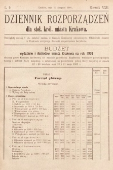 Dziennik Rozporządzeń dla Stoł. Król. Miasta Krakowa. 1901, L. 9