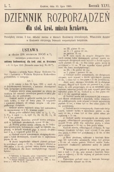 Dziennik Rozporządzeń dla Stoł. Król. Miasta Krakowa. 1905, L. 7