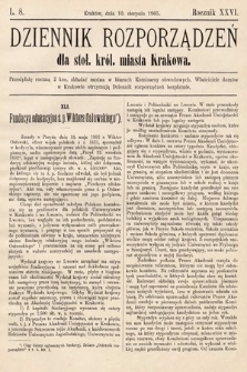 Dziennik Rozporządzeń dla Stoł. Król. Miasta Krakowa. 1905, L. 8