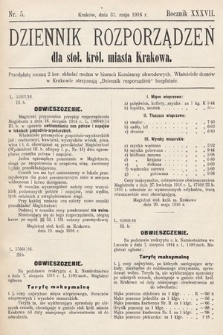 Dziennik Rozporządzeń dla Stoł. Król. Miasta Krakowa. 1916, nr 5