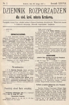 Dziennik Rozporządzeń dla Stoł. Król. Miasta Krakowa. 1917, nr 2