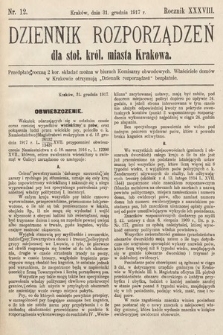 Dziennik Rozporządzeń dla Stoł. Król. Miasta Krakowa. 1917, nr 12