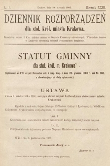 Dziennik Rozporządzeń dla Stoł. Król. Miasta Krakowa. 1902, L. 1