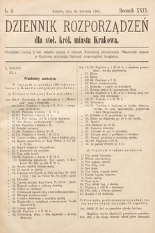 Dziennik Rozporządzeń dla Stoł. Król. Miasta Krakowa. 1908, L. 4