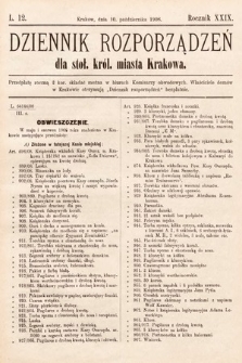Dziennik Rozporządzeń dla Stoł. Król. Miasta Krakowa. 1908, L. 12