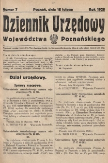 Dziennik Urzędowy Województwa Poznańskiego. 1928, nr 7
