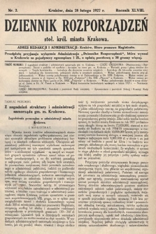 Dziennik Rozporządzeń dla Stoł. Król. Miasta Krakowa. 1927, nr 2