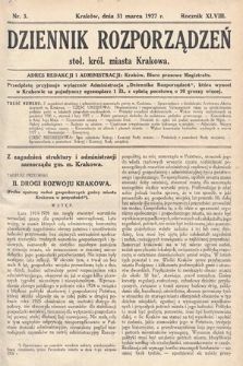 Dziennik Rozporządzeń dla Stoł. Król. Miasta Krakowa. 1927, nr 3