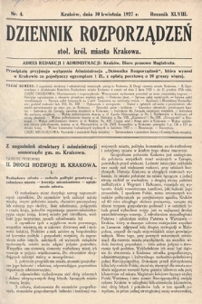 Dziennik Rozporządzeń dla Stoł. Król. Miasta Krakowa. 1927, nr 4
