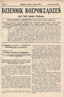 Dziennik Rozporządzeń dla Stoł. Król. Miasta Krakowa. 1927, nr 5