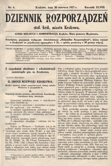 Dziennik Rozporządzeń dla Stoł. Król. Miasta Krakowa. 1927, nr 6