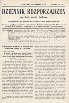 Dziennik Rozporządzeń dla Stoł. Król. Miasta Krakowa. 1927, nr 11