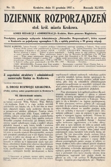 Dziennik Rozporządzeń dla Stoł. Król. Miasta Krakowa. 1927, nr 12