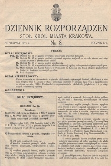 Dziennik Rozporządzeń dla Stoł. Król. Miasta Krakowa. 1933, nr 8
