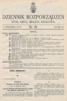 Dziennik Rozporządzeń dla Stoł. Król. Miasta Krakowa. 1933, nr 10