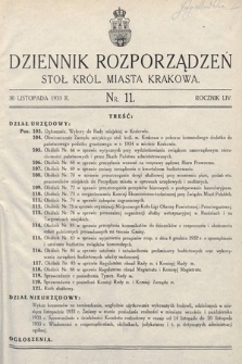 Dziennik Rozporządzeń dla Stoł. Król. Miasta Krakowa. 1933, nr 11