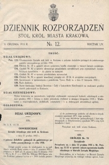 Dziennik Rozporządzeń dla Stoł. Król. Miasta Krakowa. 1933, nr 12