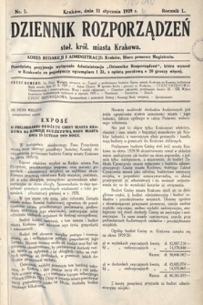 Dziennik Rozporządzeń dla Stoł. Król. Miasta Krakowa. 1929, nr 1