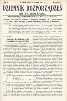 Dziennik Rozporządzeń dla Stoł. Król. Miasta Krakowa. 1929, nr 8