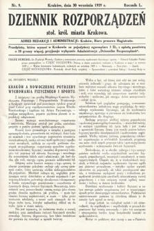 Dziennik Rozporządzeń dla Stoł. Król. Miasta Krakowa. 1929, nr 9
