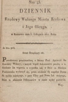 Dziennik Rządowy Wolnego Miasta Krakowa i Jego Okręgu. 1817, nr 43