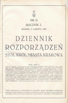 Dziennik Rozporządzeń dla Stoł. Król. Miasta Krakowa. 1929, nr 12