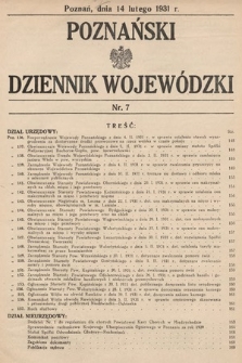 Poznański Dziennik Wojewódzki. 1931, nr 7