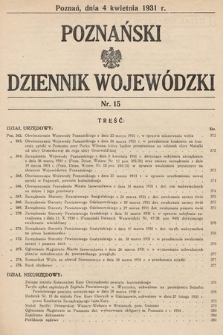 Poznański Dziennik Wojewódzki. 1931, nr 15