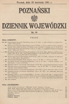 Poznański Dziennik Wojewódzki. 1931, nr 18