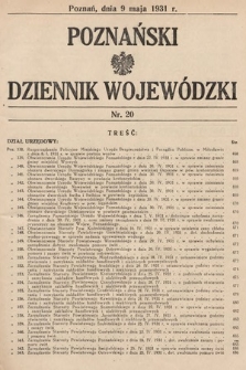 Poznański Dziennik Wojewódzki. 1931, nr 20