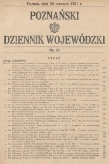 Poznański Dziennik Wojewódzki. 1931, nr 26